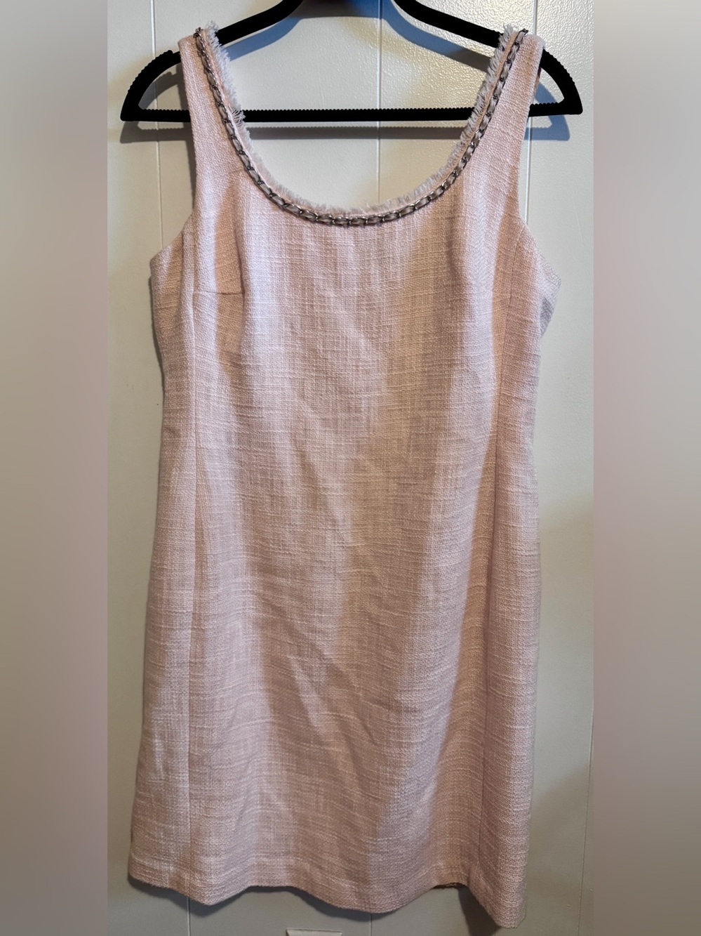 Karl Lagerfeld Light Pink Tweed Sleeveless Shift Dress